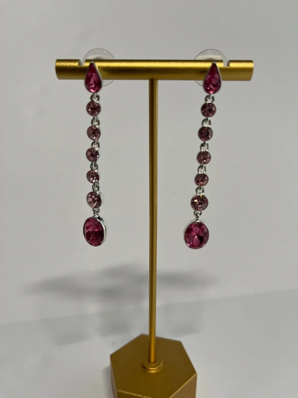 Vintage Y2K Givenchy pink crystal drop dangle earrings